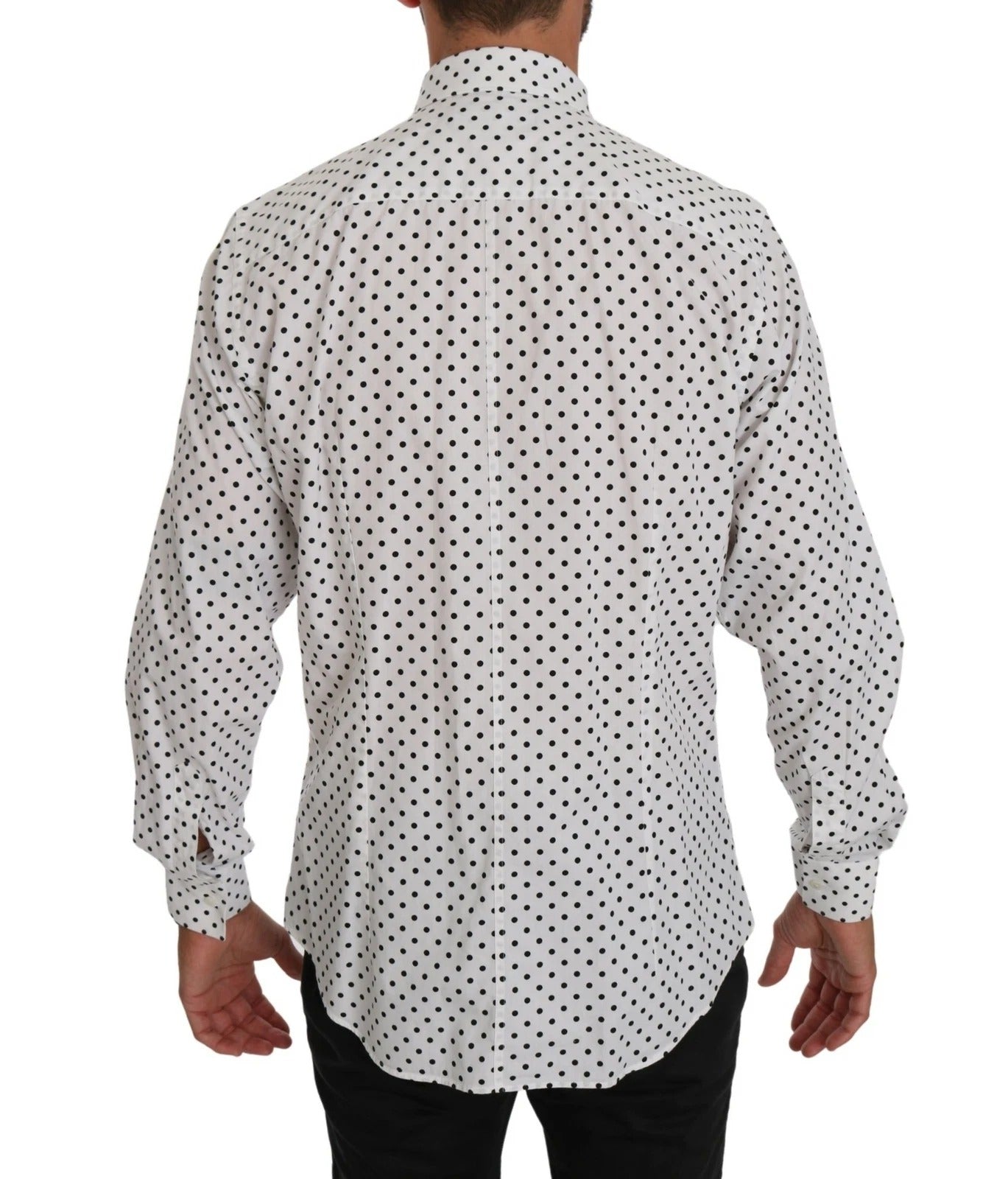 Dolce & Gabbana White Polka Dot Dress Formal MARTINI Shirt